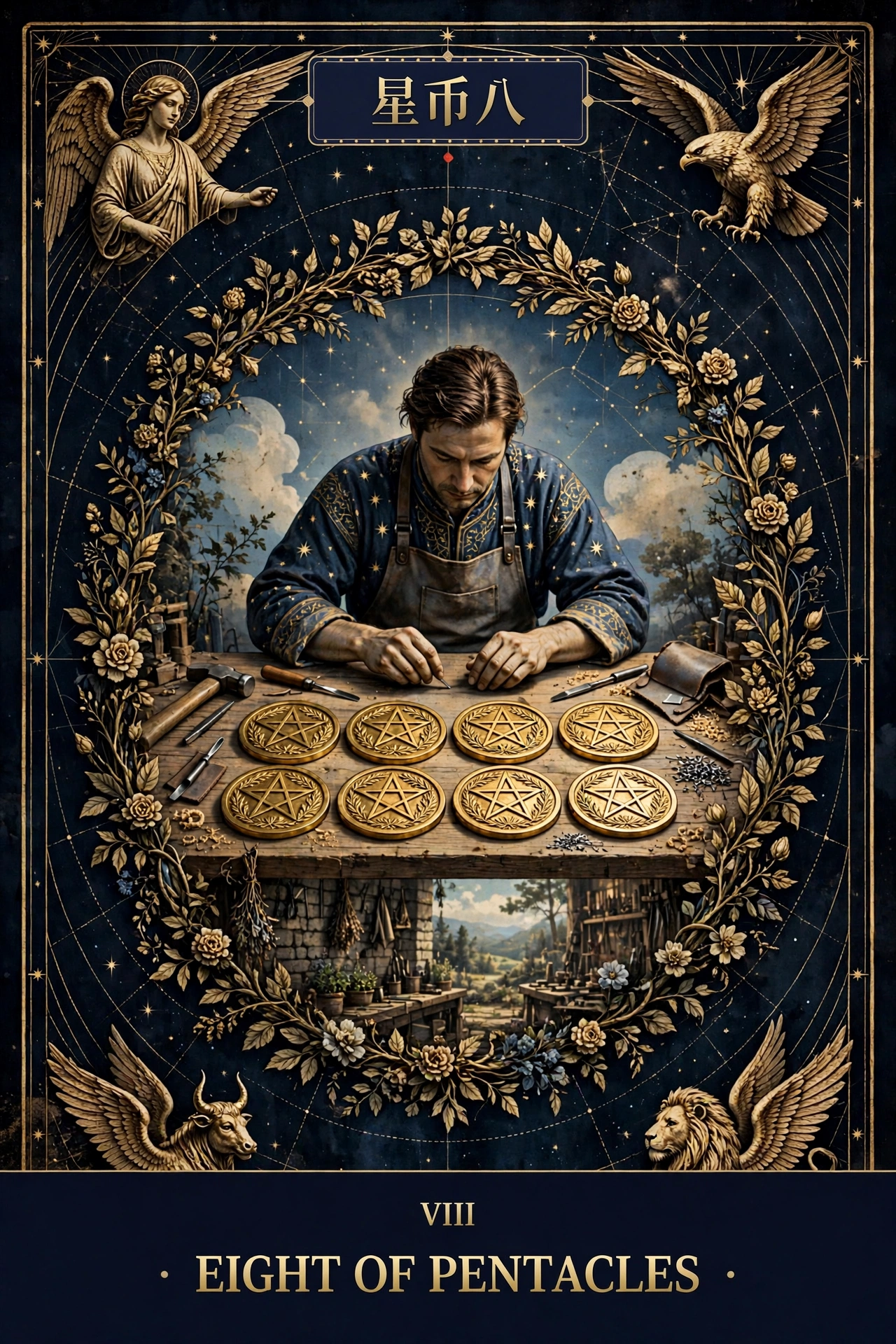 星币八 (EIGHT OF PENTACLES)
