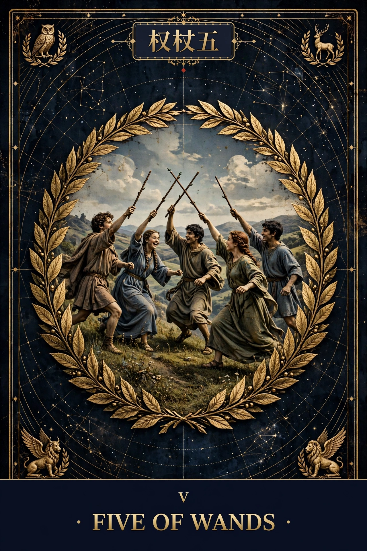 权杖五 (FIVE OF WANDS)
