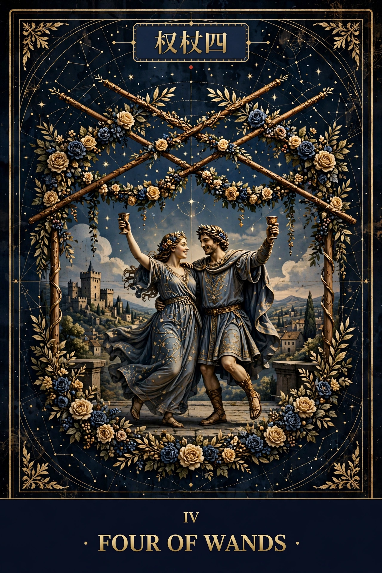 权杖四 (FOUR OF WANDS)