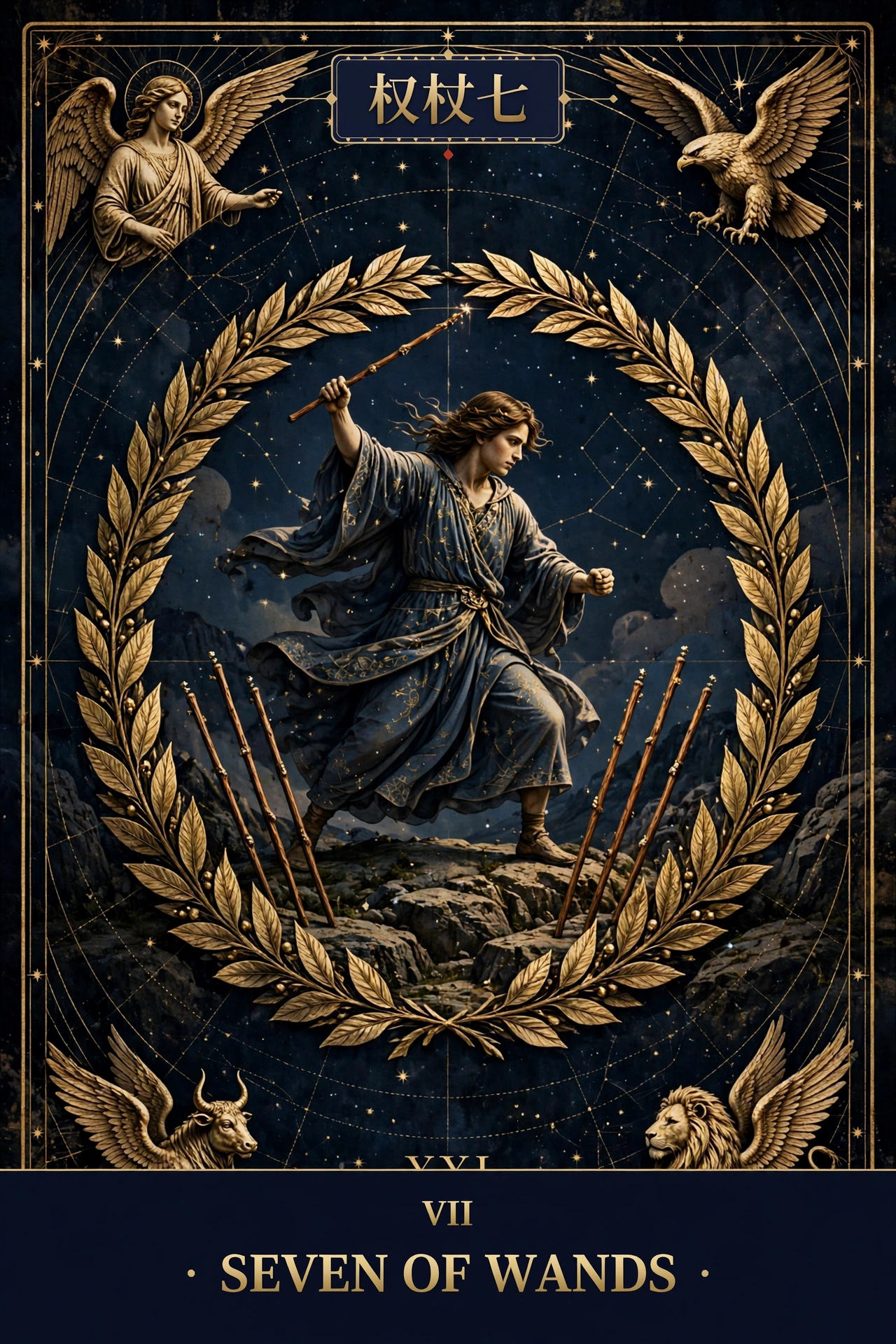 权杖七 (SEVEN OF WANDS)