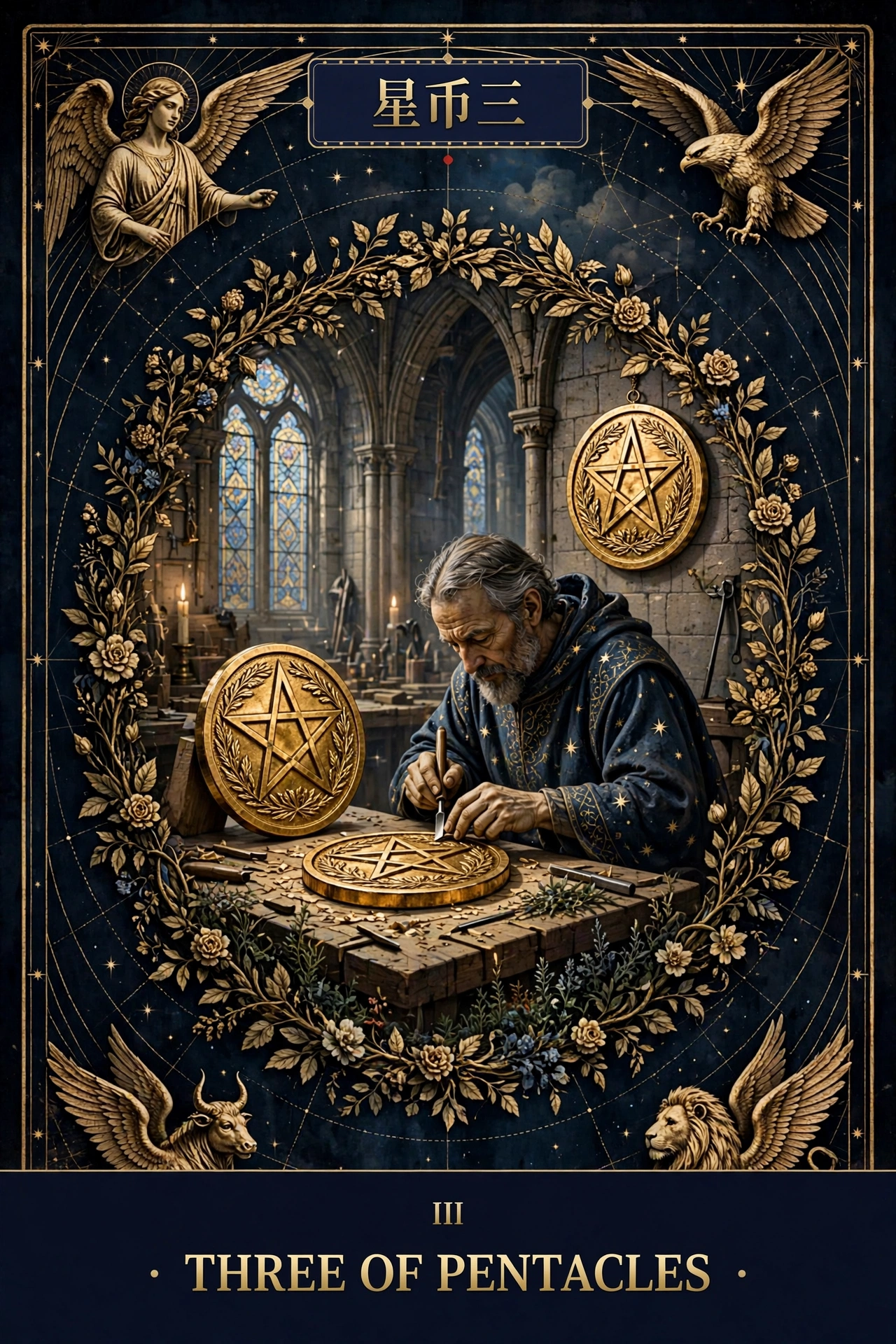 星币三 (THREE OF PENTACLES)